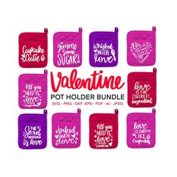 Valentine Pot Holder SVG Bundle, Potholder svg, Oven Mitt SVG, Kitchen SVG Bundle, Baking Svg, Funny Kitchen Quotes, Cut