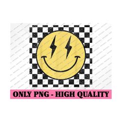 Retro Happy Face Checkered Pattern Smile Face Trendy Png, Retro Smile Face Png, Back To School Png, Digital Download
