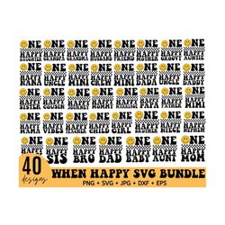 One Happy Dude Matching Birthday Svg Bundle, One Happy Family Png, Birthday Family Png, Retro Smiley Face svg, First Bir