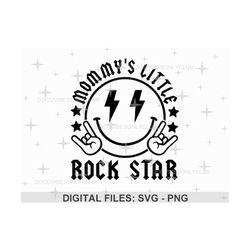 Mommy&39s Little Rock Star SVG PNG, Funny Kids Shirt SVG, Retro Happy Face, Trendy Sublimation Design, Digital Cut Files