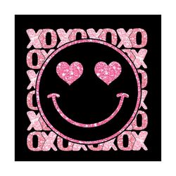 Happy Valentine Smiley Face Sequins Glitter Png, Xoxo Digital Files, Valentines Day Sublimation Png, Lover Png, Retro Va
