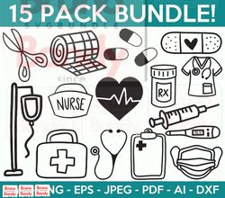 Nurse Icons SVG Bundle, Nurse Quotes SVG, Doctor Svg, Nurse Svg Heart, Superhero, Nurse Life, Stethoscope, Cut Files For