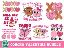 Concha Valentine's Bundle Png, Retro Valentine Png, Mexican Valentine Bundle Png, Conchas Pan Dulce Heart PNG Digital Do