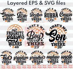 Basketball Family Svg Bundle| That's My Boy Out There Svg| DIY Custom Number Template| Little Sister Png Gift| My Grands