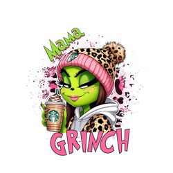 Leopard Pink Mama Grinch PNG