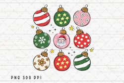 Christmas Ball PNG File, Retro Ornament Sublimation, Santa, Floral Flowers Christmas png, Instant Digital Download