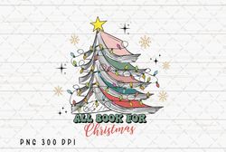 Christmas Book Tree PNG File, Retro Book Christmas Sublimation, Book Lovers png, Bookworm Christmas png, School Christma