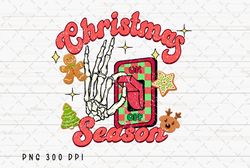 Christmas Season PNG File, Retro Merry Christmas Sublimation, Skull Skeleton Hand Design, Instant Digital Download 1