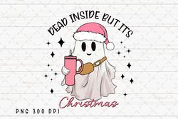 Ghost Dead Inside but It's Christmas PNG File, Retro Merry Christmas Sublimation, Stanley Tumbler Belt Bag Design, Chris