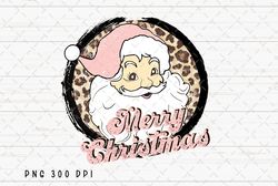 Santa Claus PNG File, Retro Merry Christmas Sublimation, Leopard Design, Christmas Season PNG, Vintage Santa PNG Digital