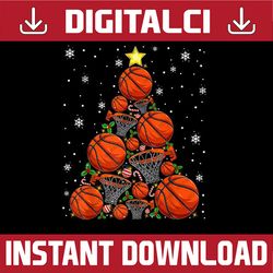 PNG ONLY Basketball Xmas Tree Lights Santa Basketball Christmas Png, Christmas Basketball Tree Png, Digital Download