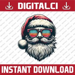 PNG ONLY Santa Face Retro Sunglasses Christmas Xmas Png, Santa Hat Man Png, Christmas Png, Digital Download
