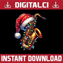 png only musician saxophone player xmas png, christmas saxophone santa hat png, christmas png, digital download
