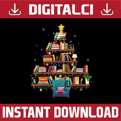 PNG ONLY Christmas Library Tree Teacher Xmas Tree made Of Book Png, Merry Bookmas Tree Png, Christmas Png, Digital Downl