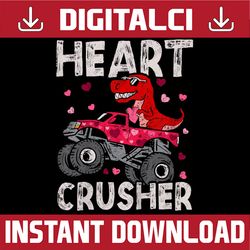 Kids Dinosaur Monster Truck PNG,  T-Rex Valentines Hearts Png, Monster Truck Valentine Png, Valentine's Day png (Black a