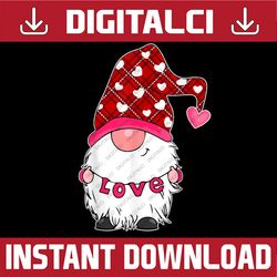 Valentine Gnome Love Hat PNG, Valentine's Day Buffalo Red Plaid Png, Valentines Day Png, Gnome Png, Valentine Png, Heart