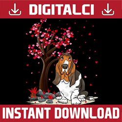 Basset Hound Dog Lover Heart Tree Basset Hound PNG Valentine day Png, Valentine Png, Horse Love Heart Valentines Day