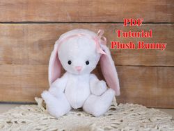 PDF tutorial toy Plush Bunny 15.5cm/5.9in Pattern DIY soft hare