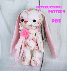 PDF tutorial toy Easter bunny 5in/13cm PATTERN DIY soft hare Make a toy