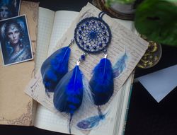 Mystical Midnight Blue Dreamcatcher - Tranquil Car Decoration