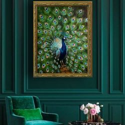 oil painting on canvas peacock