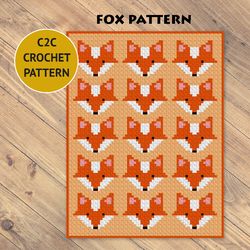 fox pattern c2c crochet blanket pattern | pdf | digital