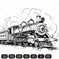 Steam locomotive vintage / Steam locomotive retro SVG/ Vintage transport/ Old train/ Ttrain