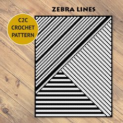 zebra lines c2c crochet blanket pattern | pdf | digital