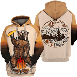 Camping Hunting All Over Print Hoodie Zip Hoodie Fleece Hoodie 3D, Hunting Bear Hoodie Zip Hoodie 3D