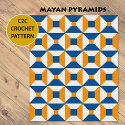 mayan pyramids c2c crochet blanket pattern | pdf | digital