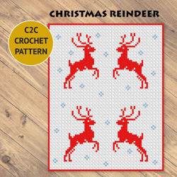 christmas reindeer c2c crochet blanket pattern | pdf | digital