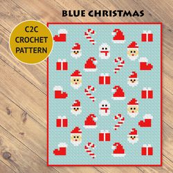 blue christmas c2c crochet blanket pattern | pdf | digital