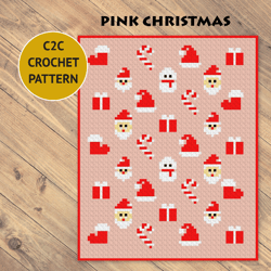 pink christmas c2c crochet blanket pattern | pdf | digital