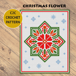 christmas flower c2c crochet blanket pattern | pdf | digital