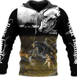 personalized bear hunting all over print hoodie zip hoodie fleece hoodie 3d, bear hunting hoodie zip hoodie 3d 1