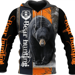 personalized bear hunting all over print hoodie zip hoodie fleece hoodie 3d, bear hunting hoodie zip hoodie 3d 3