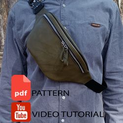 PDF pattern leather waist bag. Punch pitch 4 mm. Download PDF & video TUTORIAL