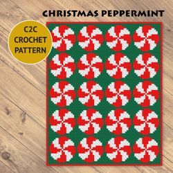 christmas peppermint c2c crochet blanket pattern | pdf | digital