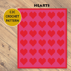 hearts c2c crochet blanket pattern | pdf | digital