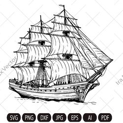 Pirate Ship Svg, Ship Svg, Sail boat Svg, Pirate Ship Clipart, Pirate Ship cut