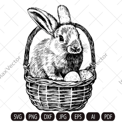 Easter Bunny SVG, Happy Easter svg, Spring svg, Rabbit SVG Cut file, Flower Bunny svg, Animal Face ,Bunny in basket,