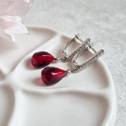 Pomegranate seed earrings fruit earrings realistic pomegranate food jewelry statement earrings red aesthetic earrings