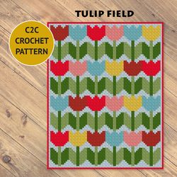 tulip field c2c crochet blanket pattern | pdf | digital