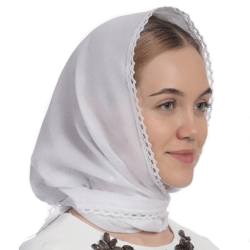 viscose shawl - head scarf veil - white viscose Lace shawl - christian prayer shawl for women - lace head covering for c