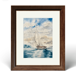 original watercolor painting 11"x15" sailboat, sailing artwork, seascape painting, gifts