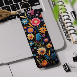 3D Flowers Bookmark Printable, Colorful Bookmark Sublimation, Floral Bookmark Design
