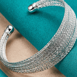 DOTEFFIL 925 Sterling Silver Multi-line Bangle Bracelet: Elegant Wedding & Engagement Jewelry for Men and Women
