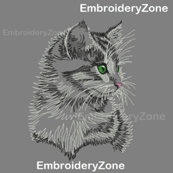 Nice cat embroidery design, cat embroidery, cat embroidery pattern, small kitty machine embroidery design, 5 sizes