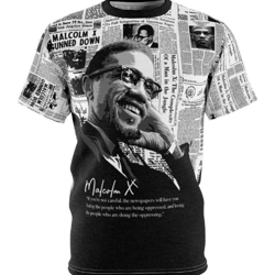 Malcolm X Newspaper Tee, African T-shirt For Men Women