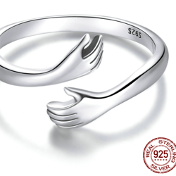 Bamoer 925 Silver Adjustable Women's Hug Ring: Warmth & Love, 3 Colors